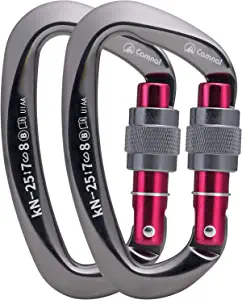 CAMNAL Heavy Duty Carabiner UIAA Certified Locking Carabiner 25KN (About 5620 lbs) Screw Lock Carabiner D Shape Carabiner Clip for Rock Climbing, Mountaineer, Aerial Work