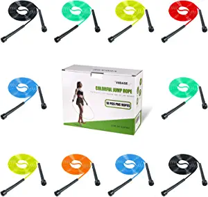 VIIBASE 10 Pack PVC Jump Rope for Cardio Fitness - Versatile Adjustable Skipping Rope for Women Men Kids, Speed Jump Rope for Exercise,9 Feet