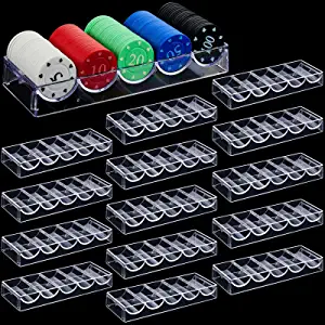 Yulejo 15 Pieces Poker Chip Trays Acrylic Poker Chip Rack Poker Chip Holder Poker Chip Cases for Casino Game