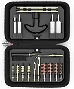 Marksman Precision Compact Pistol Cleaning Kit - Brass Jags - .22 9mm 357 .38 .380 .40 10mm .44 and .45 Caliber Handgun Revolver - Up to 8 inch Barrel - Retail Package