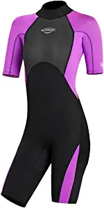 Mens Wetsuit Women Adult Shorty 2MM Neoprene Wet Suit Diving Scuba Surfing Suits, One Piece Short Sleeve Thermal Wetsuits Back Zip Swimsuit for Snorkeling Kayaking Swimming Aerobics Water Sports