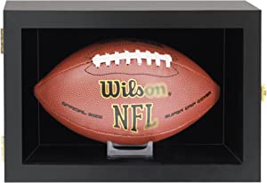 Medikaison Football Display Case Wall Mount Lockable Clear View Full Size Anti Fade UV Protective Acrylic Door Wooden Signed Memorabilia Football Box Shelf Holder-Single Ball