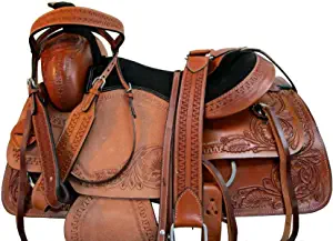Cowboy Roping Saddle Ranch Pleasure 15 16 17 18 Floral Tooled Leather TACK Set
