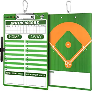 HIGHRAZON Dry Erase Coach Clipboard, Baseball Coaches Clipboard, Double-Sided Baseball Coach Marker Board for Baseball & Softball Coaches