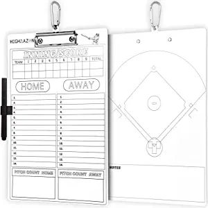 HIGHRAZON Dry Erase Coach Clipboard, White Baseball Coaches Clipboard, Double-Sided Baseball Coach Marker Board for Baseball & Softball Coaches