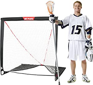 NET PLAYZ 4 x 4 x 4 Feet Lacrosse Goal Fast Install, Fiberglass Frame, Lightweight, Foldable, Portable, Carry Bag Included