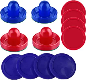 INSCOOL Air Hockey Pushers and Air Hockey Pucks Air Hockey Paddles, Goal Handles Paddles Replacement Accessories for Game Tables(8Pushers, 8Pucks )