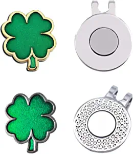 2 Pcs Clover Golf Ball Marker with Golf Hat Clip for Women