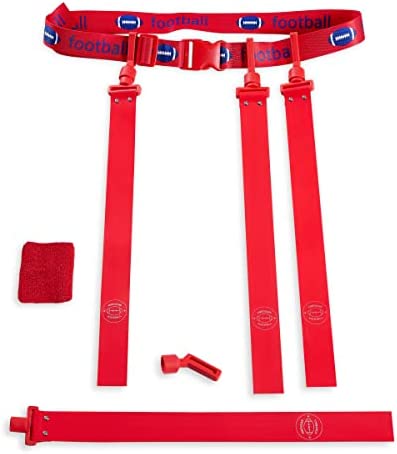 FlagFootball Belt, Flag Football Belts For Kids/Youth, 6 Pieces Per Set, Includes 4 Flags 1 Adjustable Belt 1 Wristbands