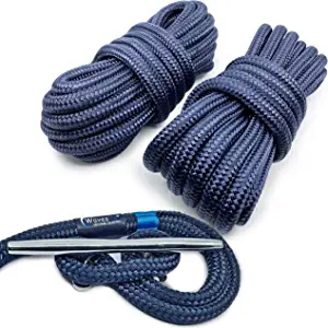 Dock Lines for Large Boats - 5/8 in x 25 ft (2PK) | Boat Rope - Premium Double Braided Nylon - Top Boat Accessories | Marine Rope for Docking | Mooring Rope & Rail Line for Dock Tie Off
