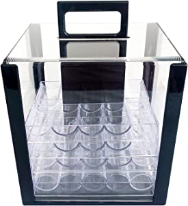 Yuanhe Deluxe Acrylic Poker Chip Case Poker Chip Carrier(1000 Chips Capacity)-With 10 Chip Racks/Chip Trays