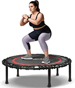 BCAN 300LBS/450LBS Foldable Mini Trampoline, 38"/40" Fitness Trampoline with Safety Pad/Bungee Cords, Stable & Quiet Exercise Rebounder for Kids Adults Indoor/Garden Workout