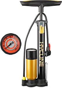 Hycline Bike Floor Pump with Gauge,Bicycle Tire Pump Inflator with High Pressure 160 PSI,Fits Schrader and Presta Valve,Air Pump for Bike Tires MTB Sports Balls