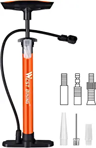 CHIMONA Bike Air Pump 160 PSI, Portable Bike Tire Pumps with Schrader and Presta Valve, Mini Floor Bicycle Air Pump with Ball Needles and Balloons Nozzle, Inflator for Soccer Basketball