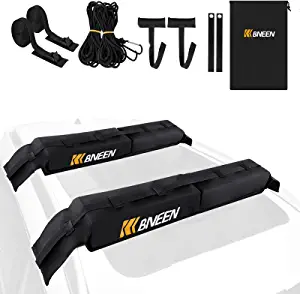 BNEEN Kayak Roof Rack, Kayak Rack for Car Surfboard SUP Canoe Snowboard, Kayak Roof Rack Pads with Tie Down Strap PP Rope Quick Loop Strap