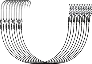 Saltwater Fishing Hook Rigs,Steel Leaders Long Shank Hook for Surf Fishing,Black Leader Wire O'shaughnessy Forged Hook for Freshwater