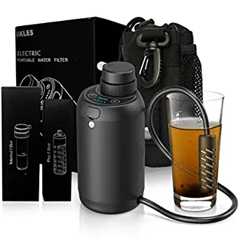 Portable Camping Water Purifier Dual 0.01 Micron Water Filtration System for Outdoor Backpacking, Hiking, Emergency - Dual Filters Version