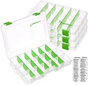 Piscifun Fishing Tackle Trays, Plastic Clear Fishing Storage Tackles Boxes with Waterproof Labels, 3600/3700 Removable Dividers Storage Organizer Boxes, 2 Packs/4 Packs