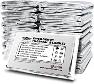 EVERLIT Emergency Mylar Thermal Blanket (12 Pack) Space Blankets for First Aid Kit Camping Kit Hiking Outdoor