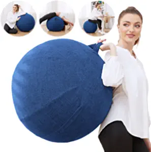 Exercise Ball Chair with Fabric Cover, Pilates Yoga Ball Chair for Home Office Desk, Pregnancy Ball & Balance Ball Seat to Relieve Back Pain, Improve Posture, Birthing Ball for Pregnancy
