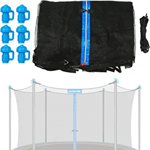 Zoomster 15FT Trampoline Net with Enclosure Pole Cap, Trampoline Replacement Safety Enclosure for 6 Straight Poles Round Frame Trampolines, Breathable and Weather-Resistant Trampoline Net (Net Only)