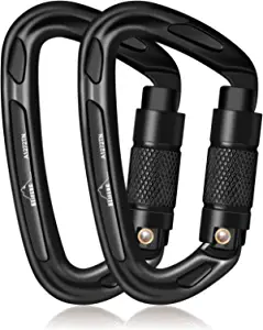 BEIFENG Auto Locking Carabiner 25KN Professional Rock Climbing Carabiner Obtained UIAA Certification Heavy Duty Carabiners Suitable for Rock Climbing, Camping, Rappelling, Rescue Black