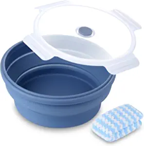 VIGLT Camping Bowls Collapsible Food Storage Containers with Lids,1200ML Silicone Bowl,Sandwich Container- Perfect for Snack Containers,Travel-Microwave & Dishwasher Safe (Gray)