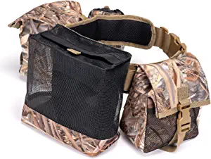 Kemimoto Dove Belt with Game Pouch Shell Bottle Bags, Camo Bird Pouch of Adjustable 6mm Breathable Thick Mesh Belt for Shooting, Hunting, and Dog Training