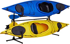 RaxGo Kayak Storage Rack, Freestanding Heavy Duty Stand for Kayak's, SUP, Canoe & Paddleboard for Indoor, Outdoor, Garage, Shed, or Dock, Adjustable Height