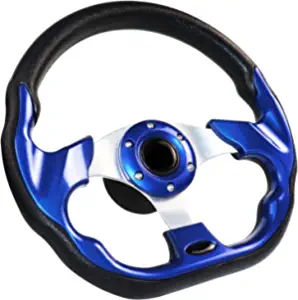 MOTAFAR 12.4" Boat Steering Wheel with 3/4 Tapered Shaft, Anti-Slip PU Carbon Fiber Steering Wheel for Seastar and Verad, etc. for Marine Boats, Vessels, Yacht, Pontoon Boat(5156F-Blue)