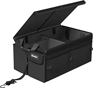Crosship Trunk Organizer for Car - Collapsible, Multi-Compartments Automotive Car Organizer for Storage with Adjustable Straps &Lid Truck & Car Accessories for Women and Men