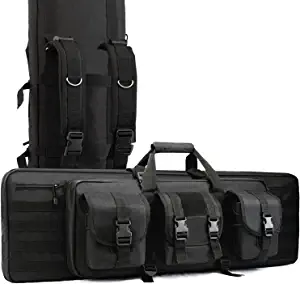 DULCE DOM Rifle Bag, Soft Double Rifle Case for Firearm Storage and Transportation, Tactical Portable Long Gun Case Carrying Backpack with Molle for Shooting Range Hunting Outdoors, 32/36/42/48 Inch