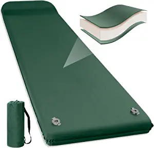 ELECINNOV Self Inflating Sleeping Pad for Camping-Foam Camping Mats UltraThick Memory Foam Sleeping Mat with Pillow for Backpacking Traveling, and Hiking, Lightweight Portable Camping Air Mattress