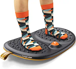 Standing Desk Mat Balance Board with Rollerball, Wooden Wobble Anti Fatigue Mat Ergonomic Design, Office Comfort Floor Mat to Relieve Foot, Knee, and Back Pain, Non-Slip Bottom