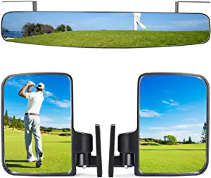 Newest Golf Cart Mirrors,16.5" Panoramic Golf Cart Rear View and Folding Golf Cart Side Mirrors for Club Car EZGO Yamaha