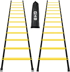 GHB Pro Agility Ladder 2 Pack Agility Training Ladder Speed 12 Rung 20ft with Carrying Bag
