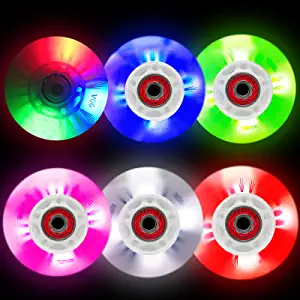 FYANER Light Up Inline Skate Wheels 4 Pack - Luminous Flash Inline Skates Replacement Wheel 80mm