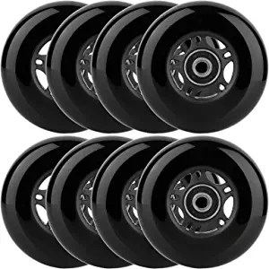 WHEELCOME Inline Skate Replacement Wheels with Bearings ABEC-9 and Floating Spacers for Blades Roller Hockey Skates, 85A Indoor & Outdoor, 64mm/70mm/72mm/76mm/80mm Dia, 8-Pack