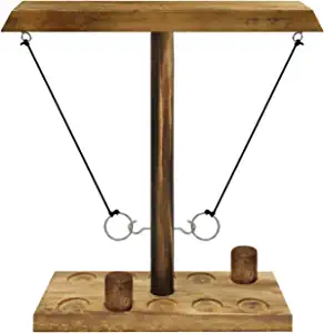 UBeesize Ring Toss Game for Adults and Kids, Ring Hook Drinking Game String, Larger Base Stability 5+5 Round, Fast-paced Interactive Ring and Hook Game Ring Toss, Wooden Clash Toss Bars Shots Game