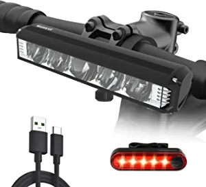 2022 Newest High Capacity Super Bright LED Bike Light,USB Rechargeable Bicycle Headlight-5 Modes,Waterproof Bike Headlight Taillight,Daytime Running Light,Men Women Bicycle Accessories
