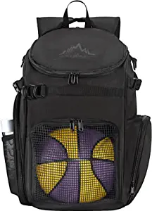 GoHimal Basketball Backpack, Large Sports Bag With Ball Compartment for Men and Women, Basketball, Soccer, Volleyball, Rugby(Black)