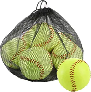 LA PEKY Softballs 6 Pack Sports Practice Softballs 12 Inch Slow Pitch Official Size and Weight Softball Unmarked Autograph Softball Training Ball for Games, Soft Toss, Batting, Fielding, Hitting, Pitching