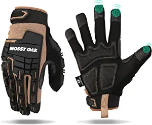 Mossy Oak Rubber Guard Tactical Gloves, Touch Screen Airsoft Army Gloves for Outdoor Hunting Motorcycle Climbing Paintball Shooting Combat