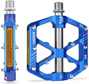 MZYRH 3 Bearings Mountain Bike Pedals Platform Bicycle Flat Alloy Pedals 9/16" Pedals Non-Slip Alloy Flat Pedals