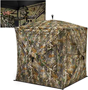 TIDEWE Hunting Blind 270See Through with Silent Magnetic Door & Sliding Windows, 2-3 Person Pop Up Ground Blind with Carrying Bag, Portable Durable Hunting Tent for Deer & Turkey Hunting