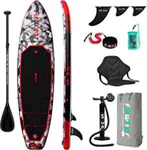 FunWater SUP Inflatable Stand Up Paddle Board Ultra-Light Inflatable Paddleboard with ISUP Accessories,Fins,Adjustable Paddle, Pump,Backpack, Leash, Waterproof Phone Bag