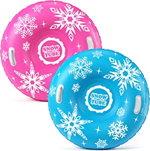 Jasonwell Snow Tube Inflatable Snow Sled Toboggan Snow Toys for Kids and Adults Heavy Duty Inflatable Snow Tube Winter Outdoor Toys for Kids Toddlers Adults