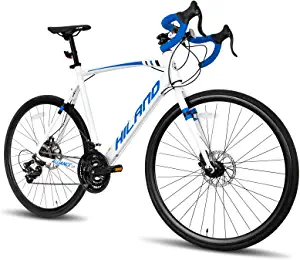 Hiland Aluminum Road Bike, All Shimano Drivetrain 21 speeds Racing Bike, Disc Brake with 700C Wheels for Men, Mens Road Bicycle