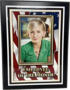 Trophy Hut Employee of The Month Award Plaque. Custom 9"x12" Picture Plaque Holds a 4"x6" Photo. Employee Appreciation Award. Custom U.S.A. Logo