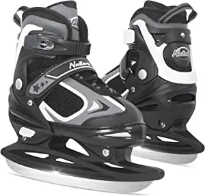Nattork Adjustable Ice Skates for Boys, Kids and Women, Soft Padding and Reinforced Ankle Support Ice Hockey Skates Shoes for Outdoor and Rink